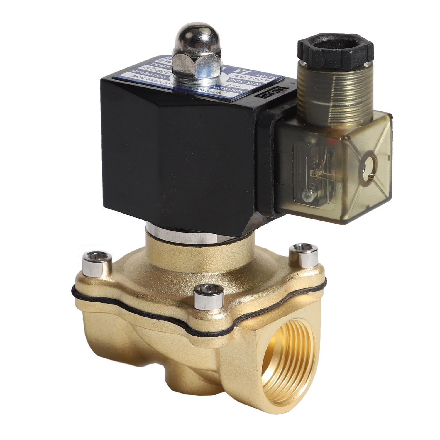 3/4″ Normally Closed Brass Solenoid Valve 110Volt AC Water Air Gas VITON DN16