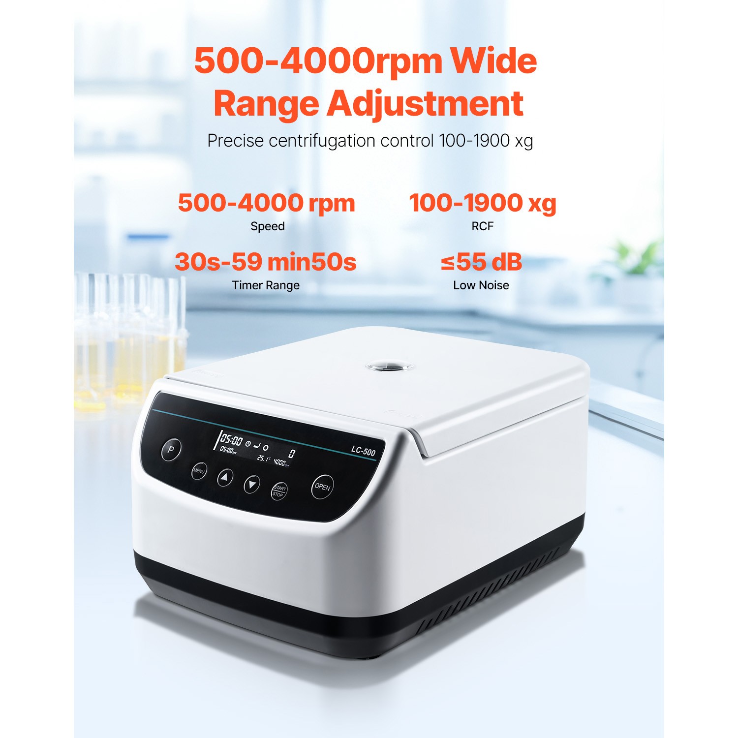 Centrifuge Machine 2/5/10/15ml Low Speed 500-4000rpm with 1 Rotor and Timer