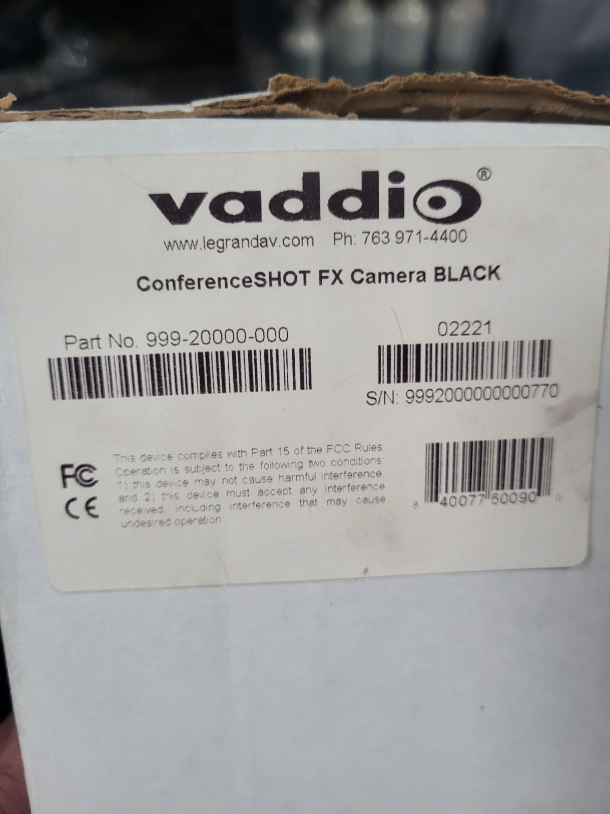 Vaddio ConferenceSHOT FX BLK 998-20000-000 Conferencing Camera