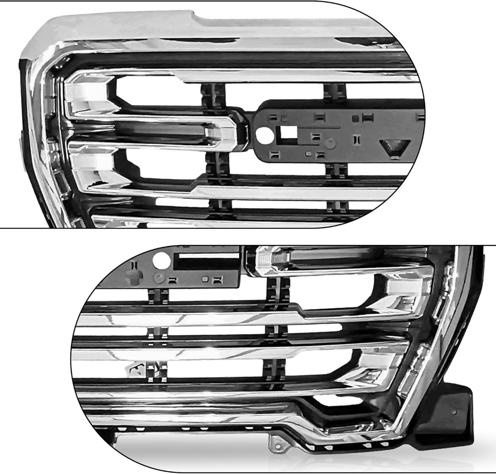 Front Upper Grille for 2019 2020 2021 2022 GMC Sierra 1500 Chrome Grill Bumper