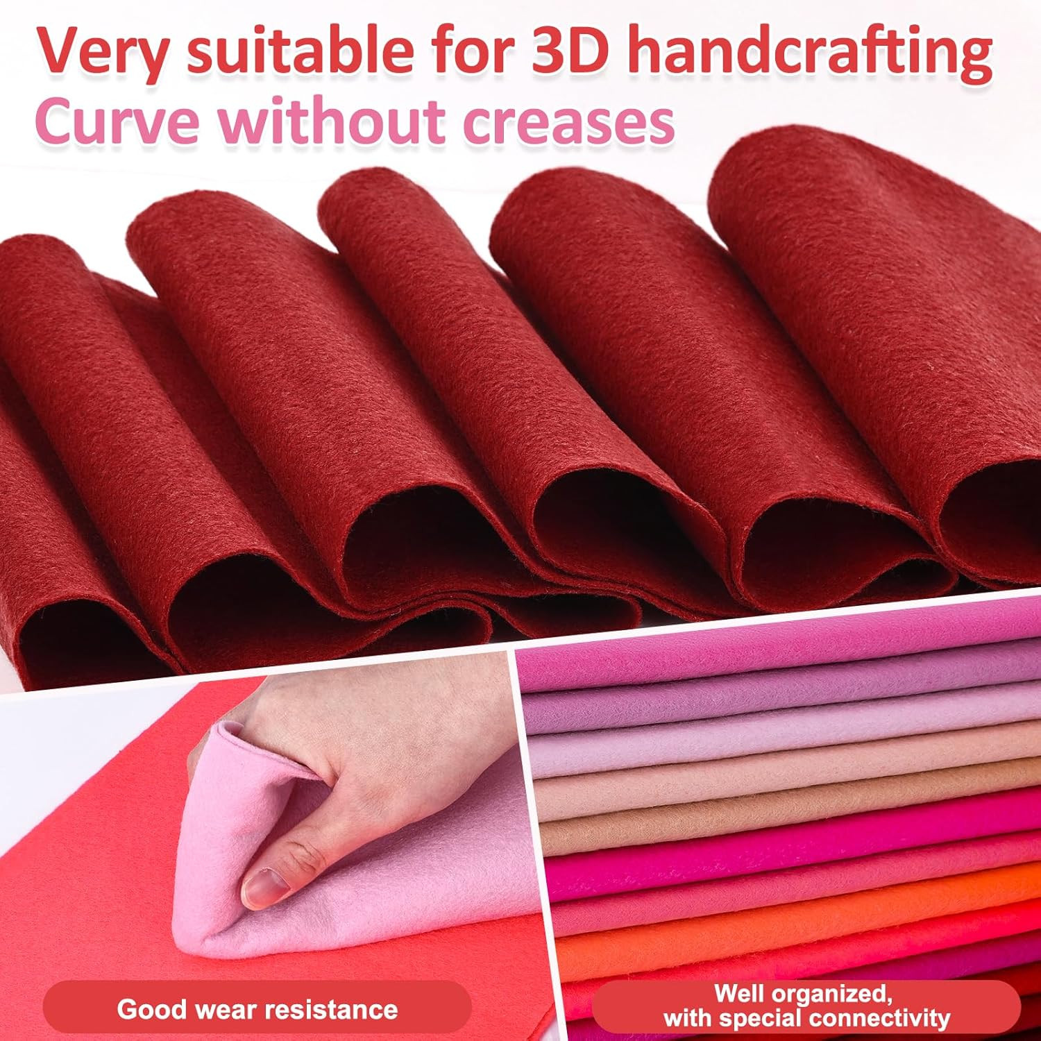 13 Rolls 8″X35″ 1.4Mm Thick Soft Felt Fabric Sheet 13 Assorted Red Series Colors