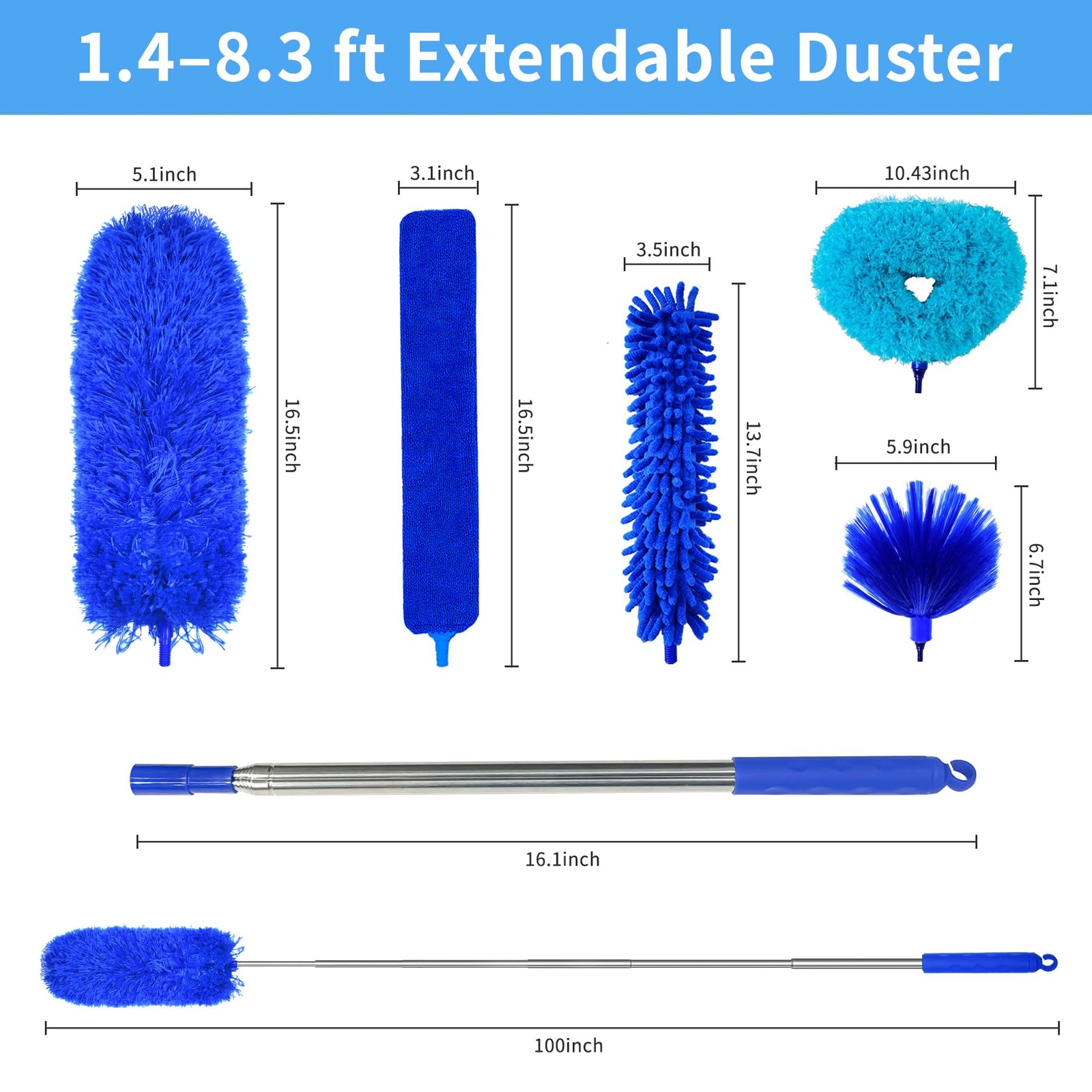 Tiumso Ceiling Fan Cleaner Dusters For Cleaning 6-In-1 Kit Cobweb Duster