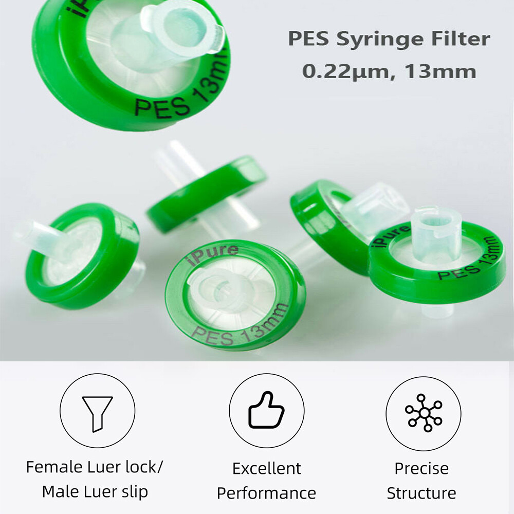 100PCS PES Syringe Needle Filter 25mm 0.22μm Disposable Hydrophilic Prefilter GC