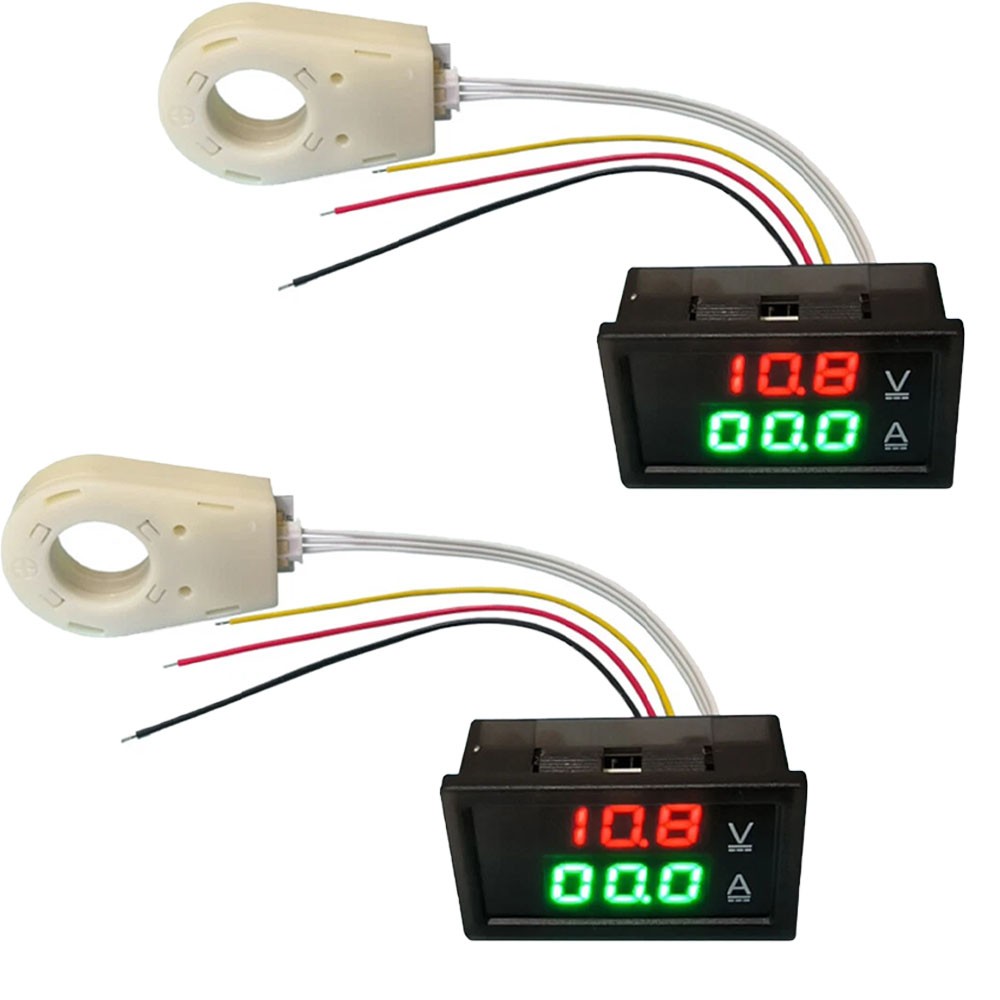 1/2x Hall Current Voltmeters Dual Digital Display DC 0-300V ± 50A/100A/200A/400A