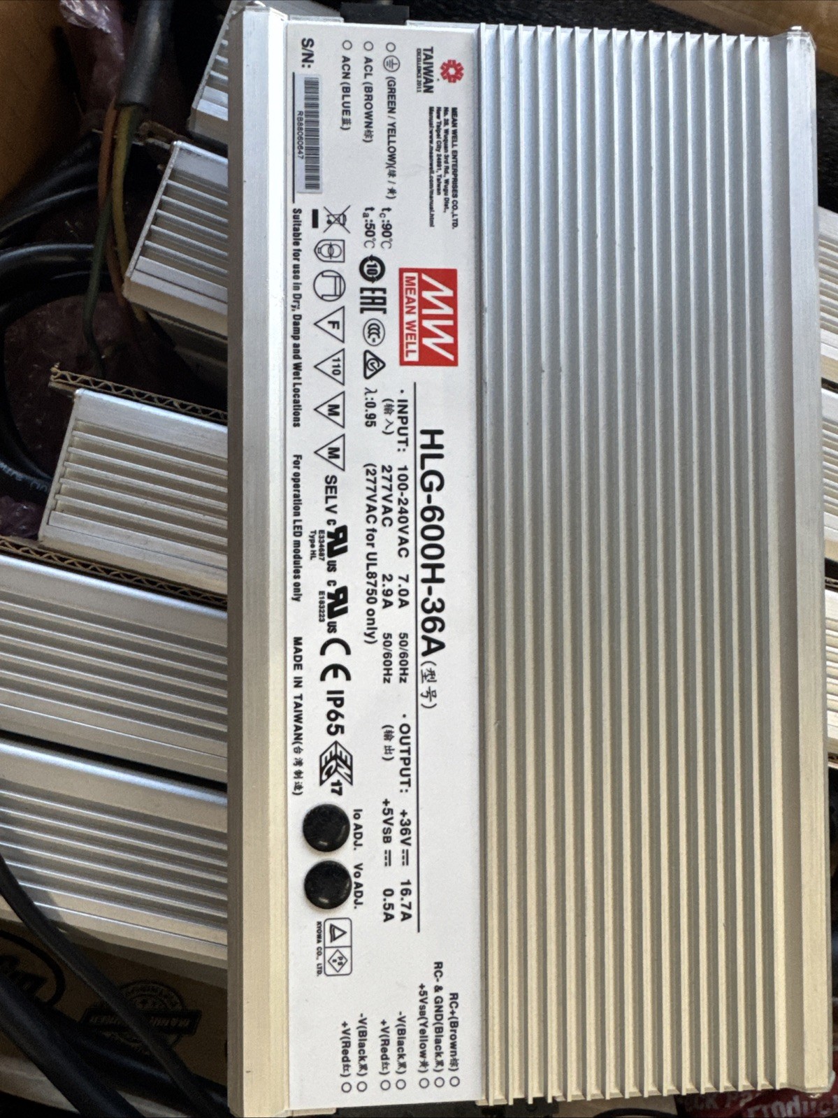 Mean Well HLG-600H-36A Adjustable Power Supply 600W 36V