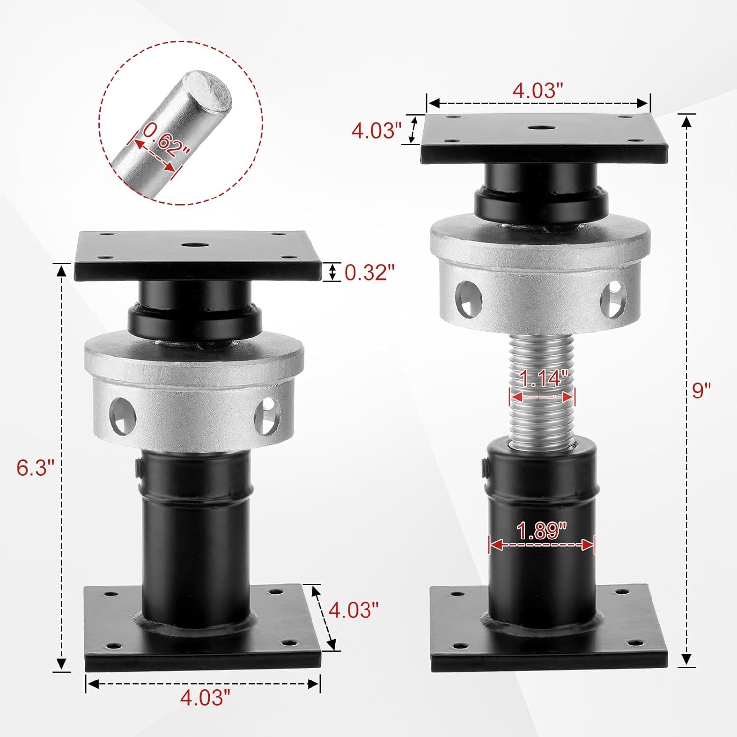 2X Heavy Duty House Floor Jacks 6.5-9″ Adjustable Screw Jacks For Home Leveling