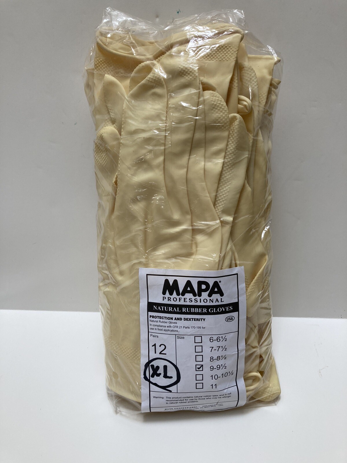 MAPA Professional Natural Rubber Gloves Size XL (9-9 1/2) 12 Pair Package – NWT