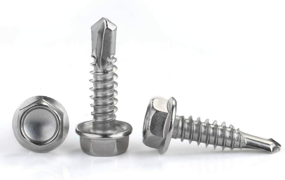 Hex Washer Head #8 x 1/2 – 2″ Indented Unsloted Self Drilling screws zinc