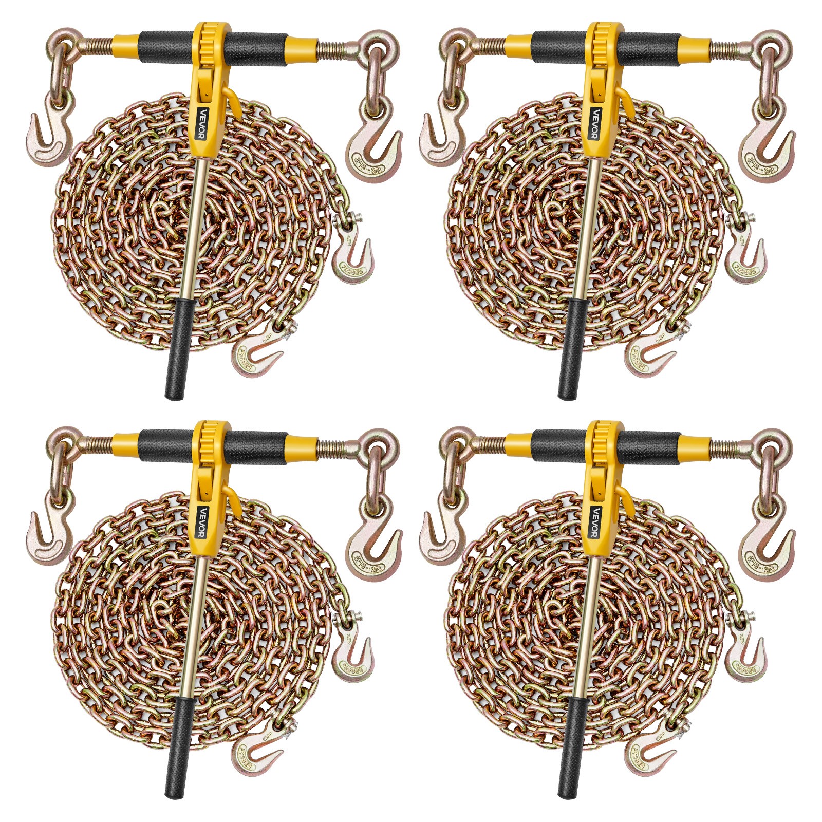 VEVOR 4 Pack Ratchet Chain Binder 5/16″-3/8″ G80 Chains Load Binder for Towing