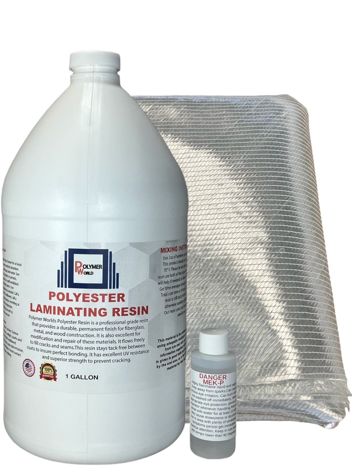 Fiberglass Repair Kit 1 Gal of Polyester Resin 1708x50x5 Yard Biaxial Cloth