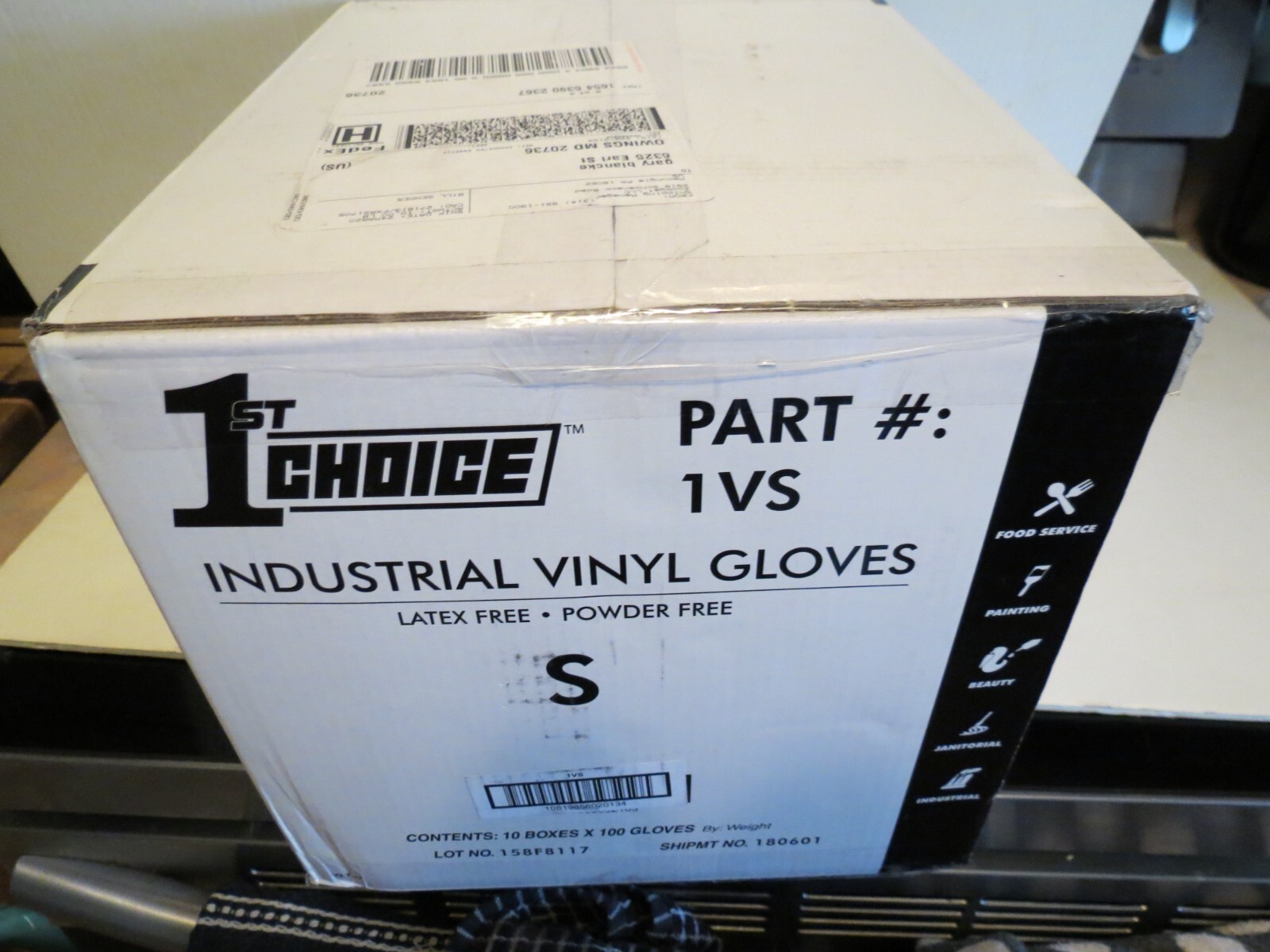 1ST Choice Industrial 1VS Powder-Free Vinyl Gloves 10 Boxes X 100 Gloves – SMALL