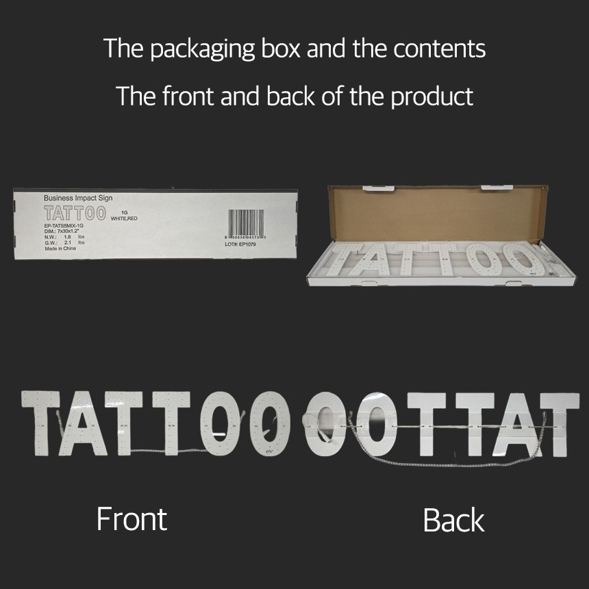 EPL Signs TATTOO Red Led Sign Business 7″x30″ 1G On-Off Mode