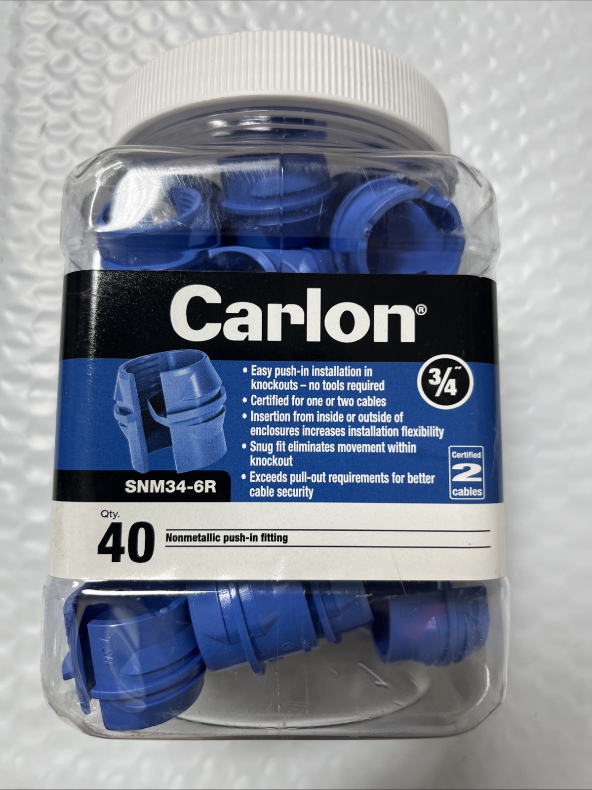 Carlon 3/4 in. Standard Fitting Non-Metallic Snap-In Fitting (40-Pack) (SNM34-6R