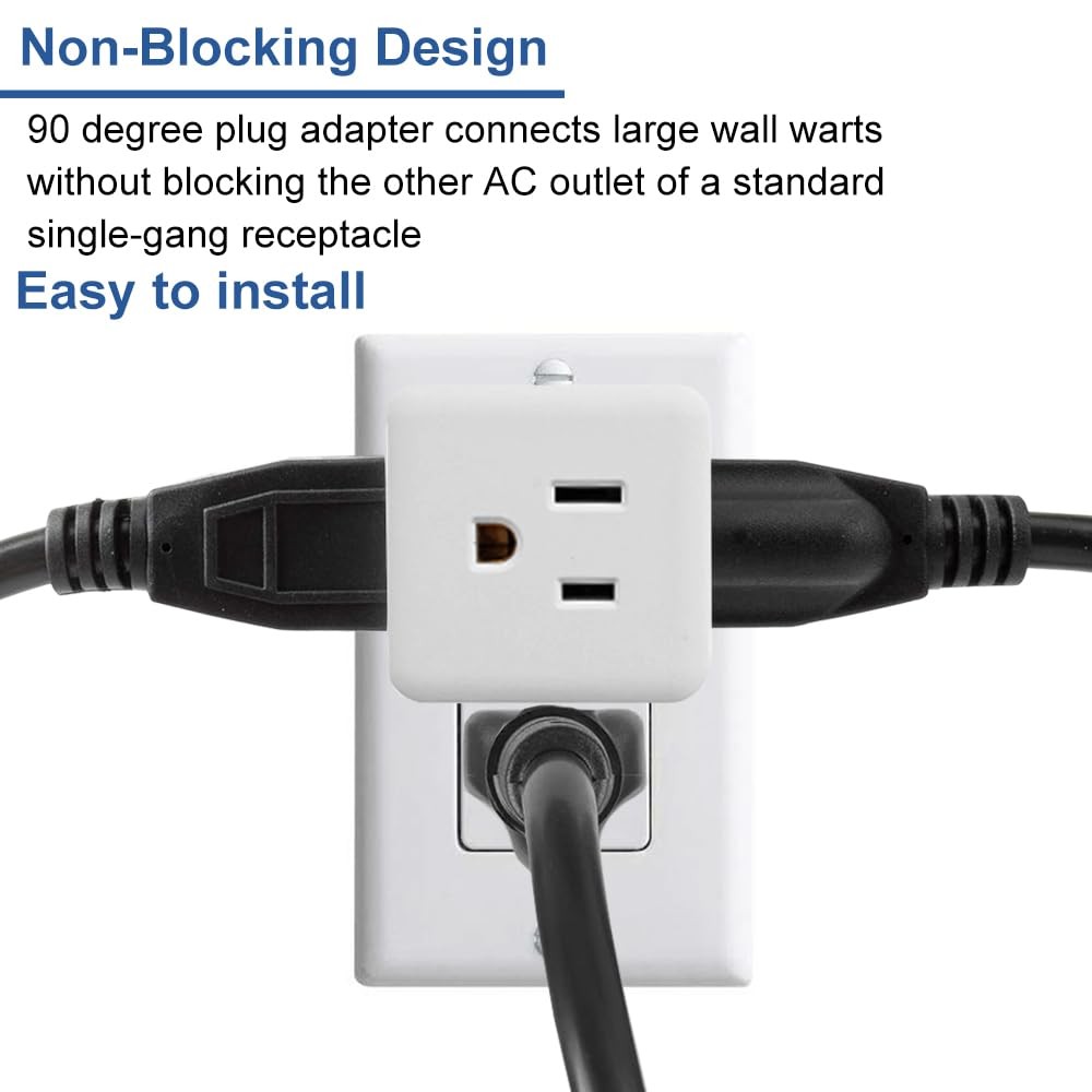 Multi Plug Outlet Extender – UL Listed -3 Wall Adapter 2 Pack, white
