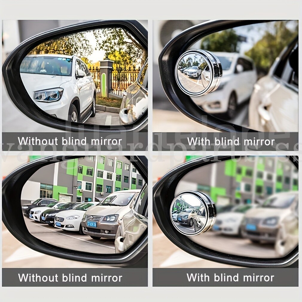 2X Car Sticker Small Round Mirror 360 Degree Blind Spot Reversing Assistance Car
