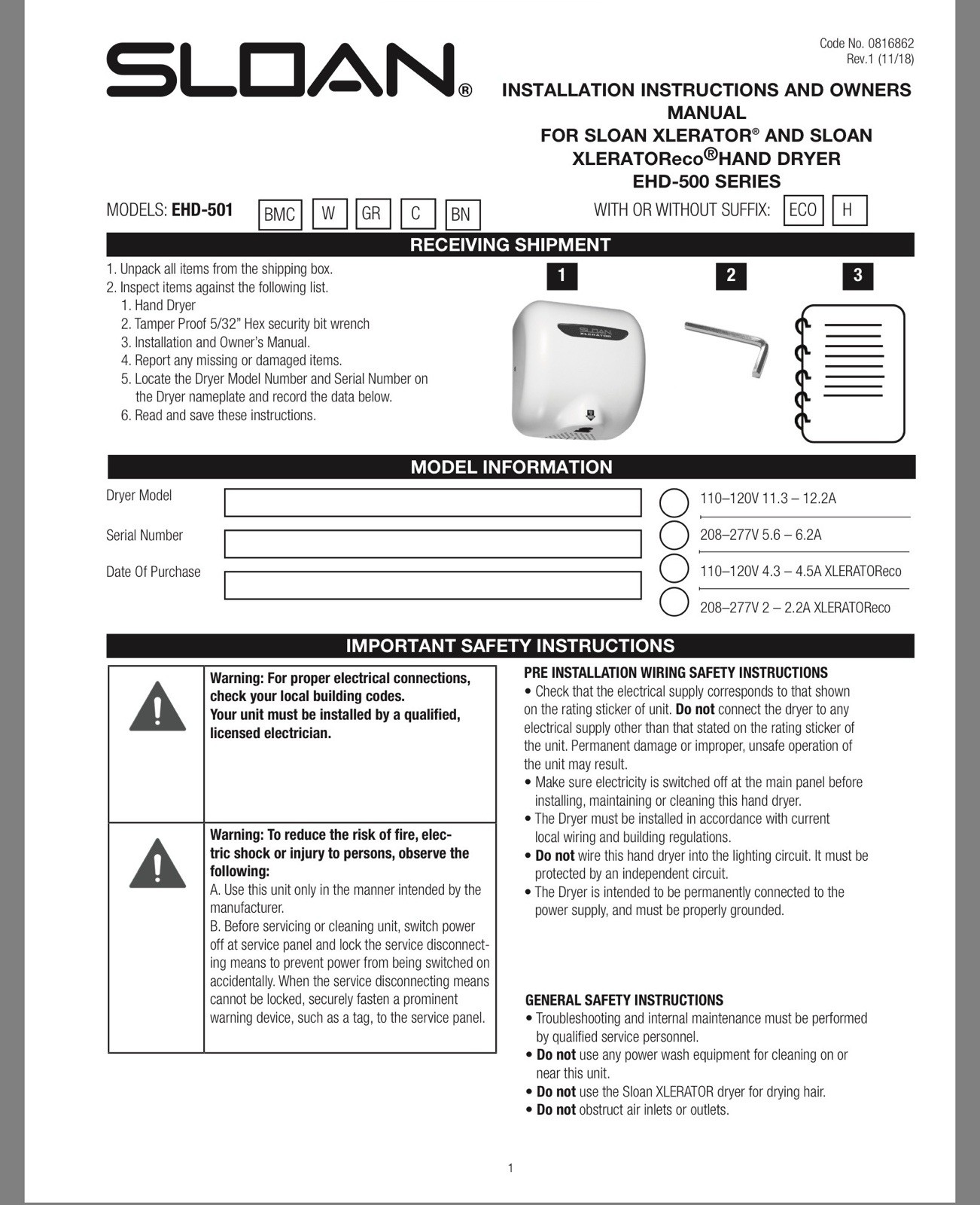 SLOAN EAF150-ISM OPTIMA CHROME SINK FAUCET AUTOMATIC SENSOR BATTERY 1.5G 333501