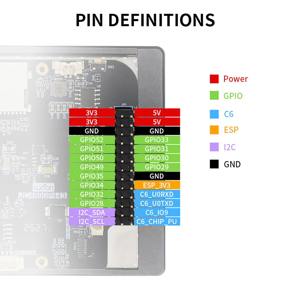 4.3 inch ESP32-P4 ESP32-C6 IPS TFT LCD Display Capacitive Touch Screen Module US
