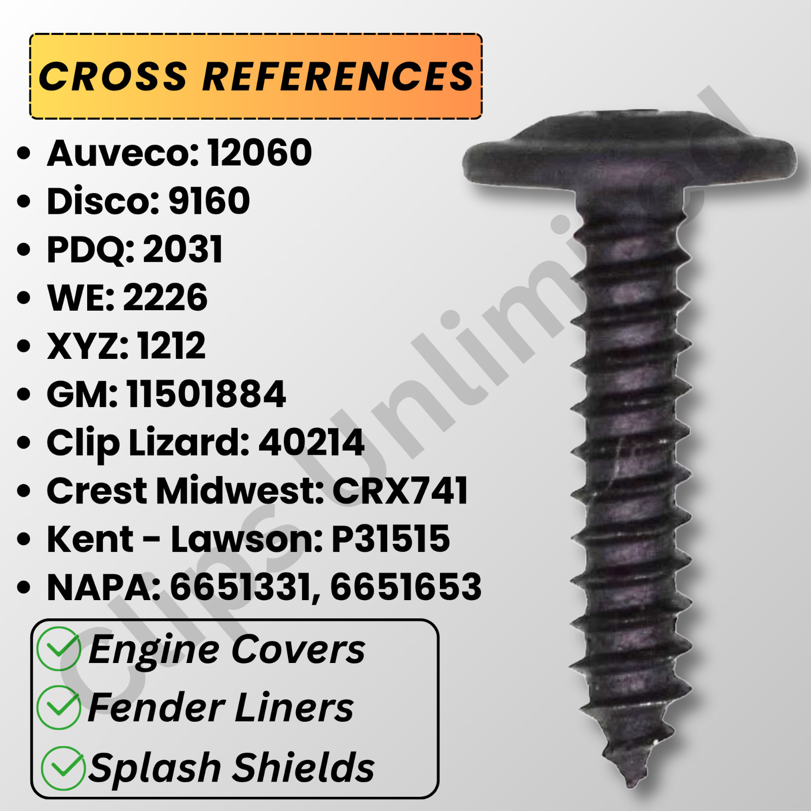 M4.2 x 20mm Drive Washer Head Tapping Screw 1A for Black GM 11501884, 12060 Bulk