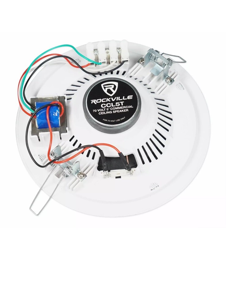 (4) Rockville CCL5T White 70V 5″ Commercial Ceiling Speakers 4 Restaurant/Office
