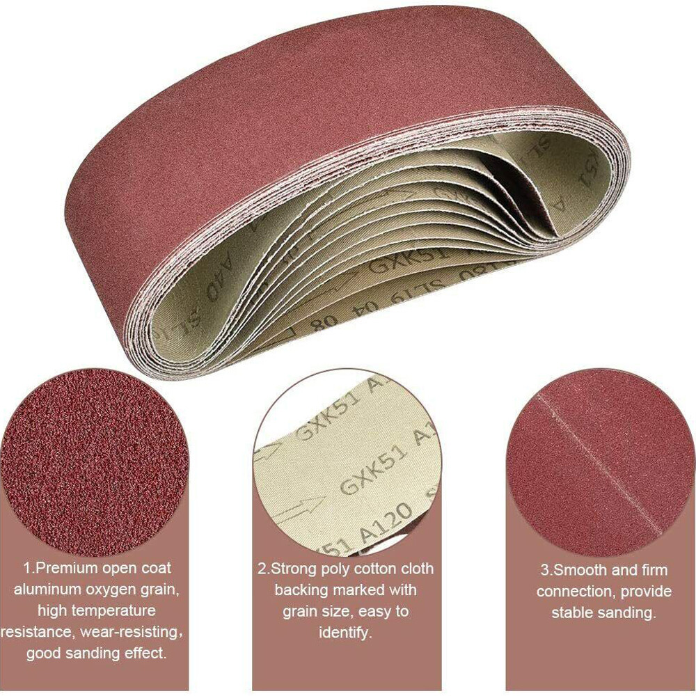 20PCS Belt Sander Sandpaper 3×21 Sanding Belts 40 60 80 120 150 240 400 Grit US