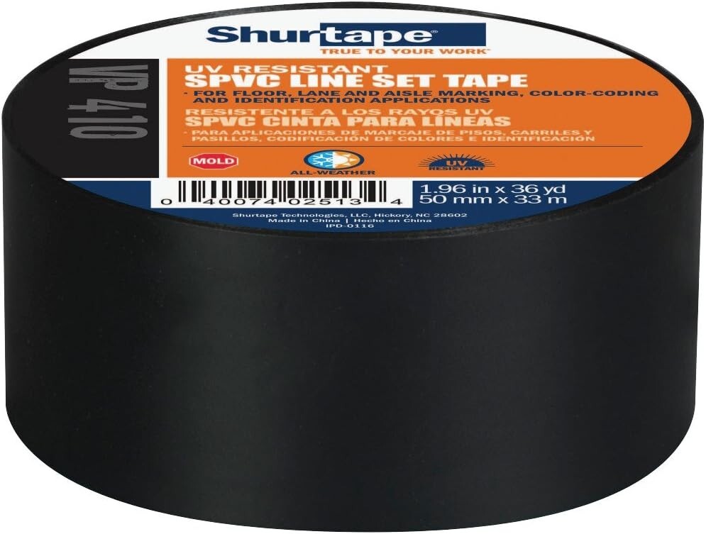 Shurtape VP 410 Colored Line Set and Marking Tape, Black 50mm x 33 Meters