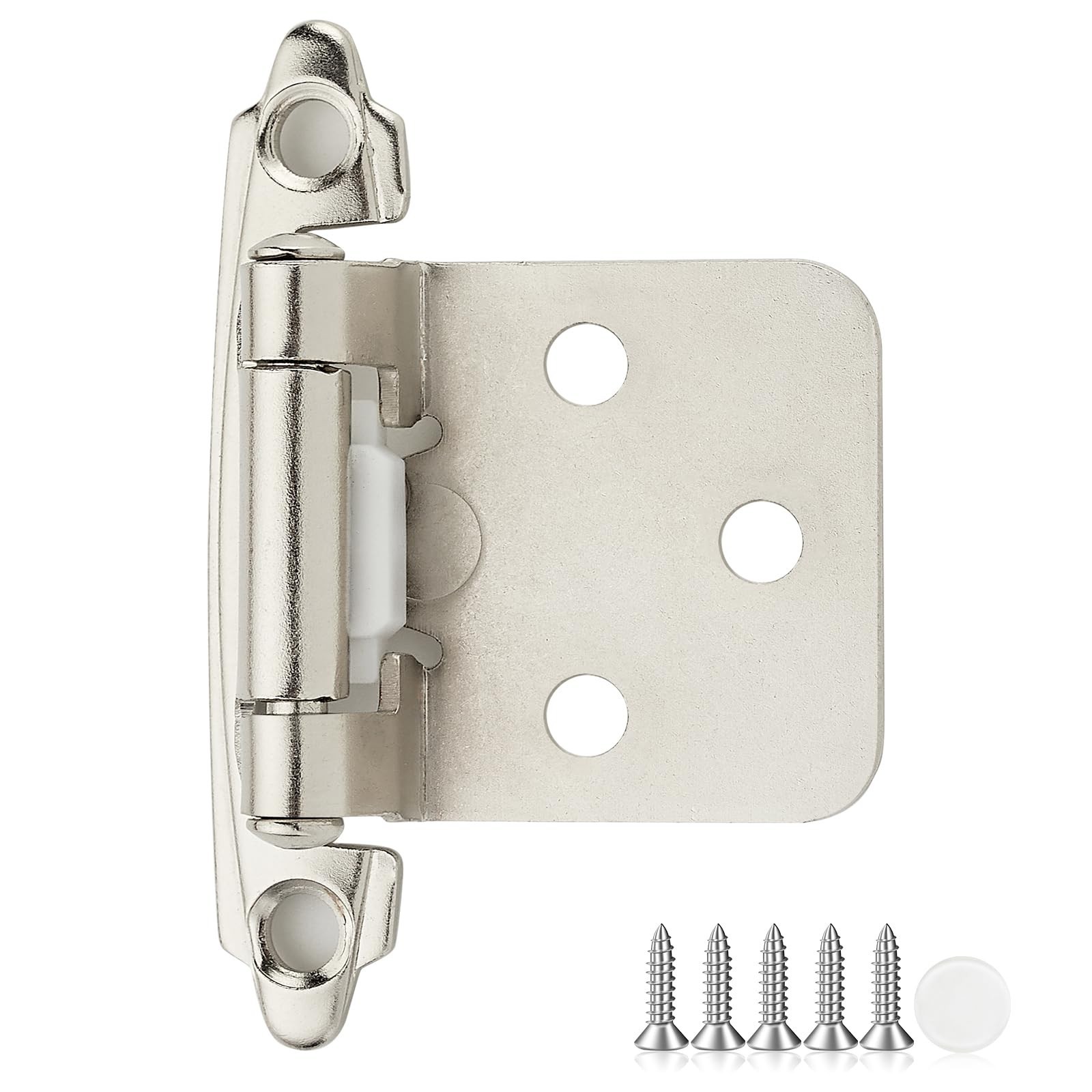 20 Pack 10 Pair Brushed Nickel Cabinet Hinges, 1/2″ Overlay Kitchen Hinges | …