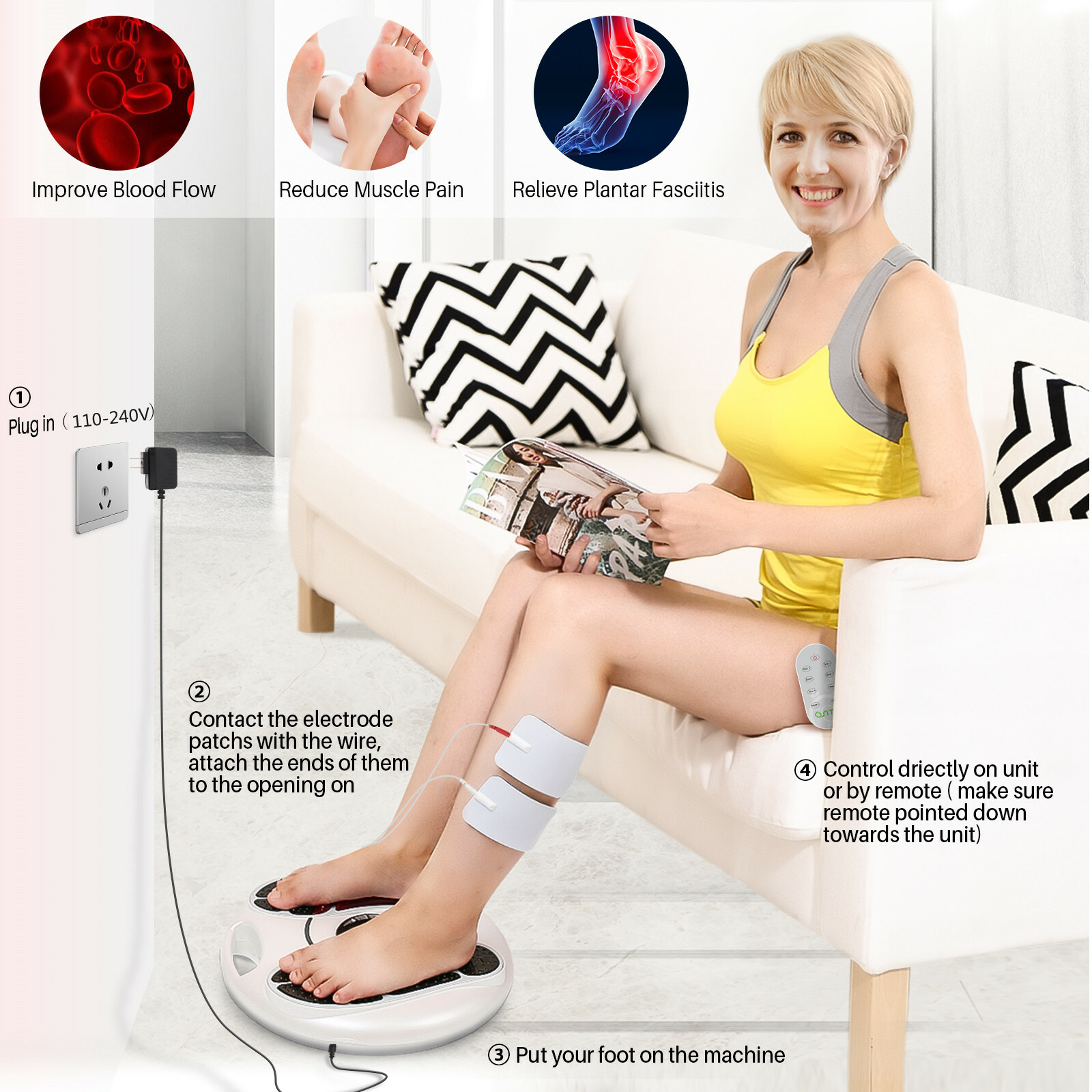 OSITO EMS TENS Foot Stimulator Circulation Massager for Neuropathy, Leg Booster