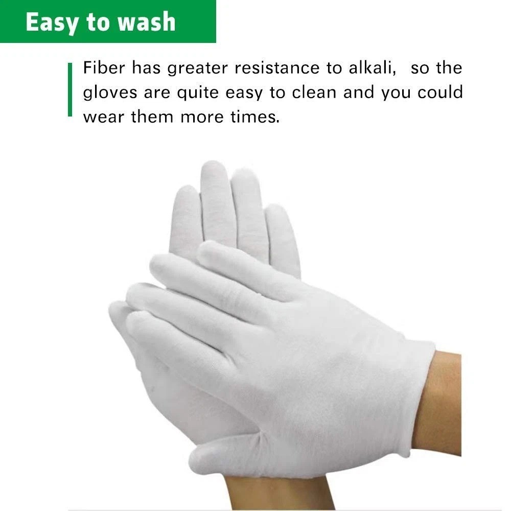 3 Pairs White Cotton Gloves Moisturizing SPA Eczema Work Liner Inspection