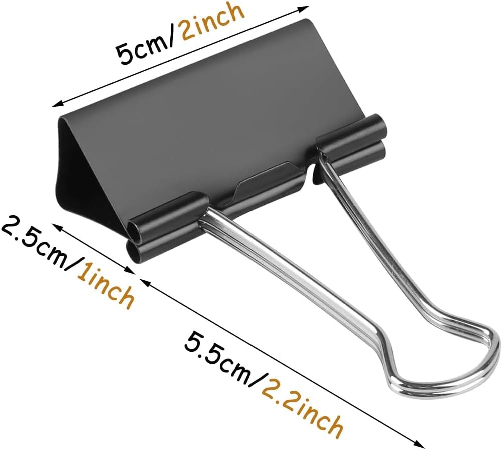 Extra Large Binder Clips (36 Pack) 2 Inch, Big Paper Clamps, Black