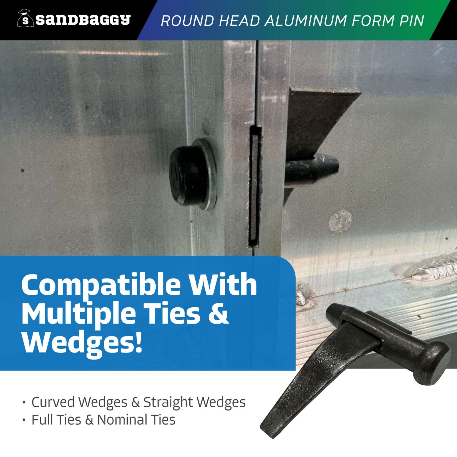 Sandbaggy Round Head Aluminum Form Pin (Reusable) – Concrete Formwork Wedge Pins