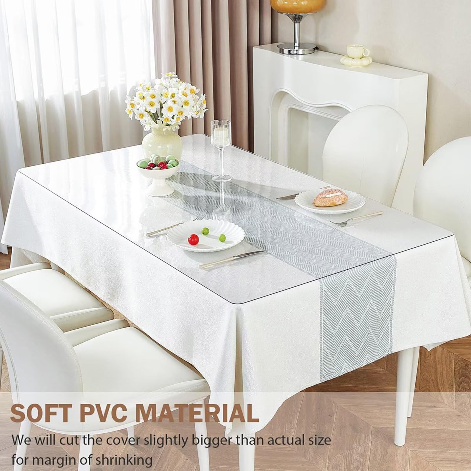 10in x 55in Clear Table Cover Protector, Clear Desk Mat, Table Protector, 1mm