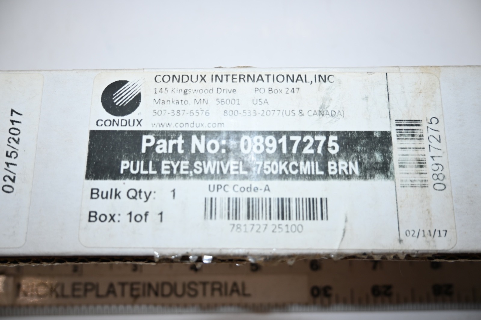 Condux 08917275 Swivel Head Power Pulling Eye 750 kcmil 10,000 lb NEW