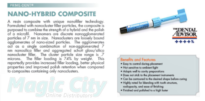 Prime-Dent Light Cure Nano-Hybrid Dental Resin Composite A2 Syringe