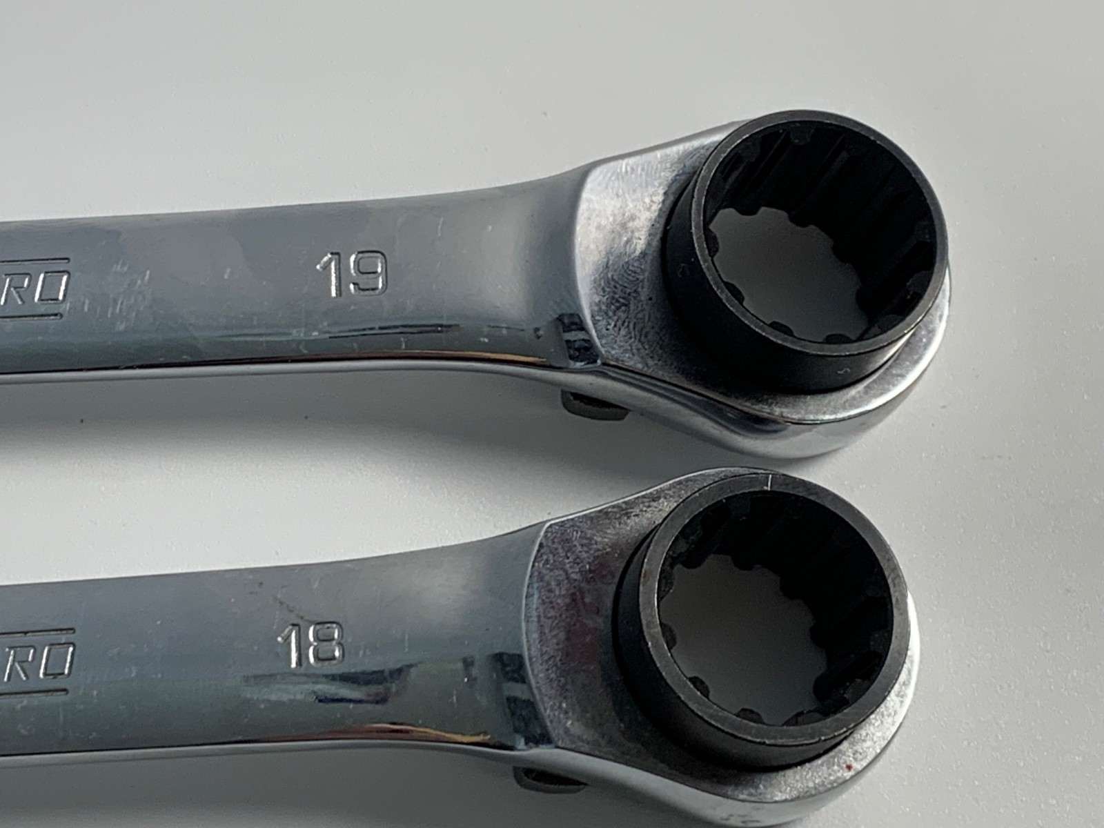 (2) STEELMAN PRO Double Box Reversible Ratcheting Wrench 17mmx19mm, 16mmx18mm