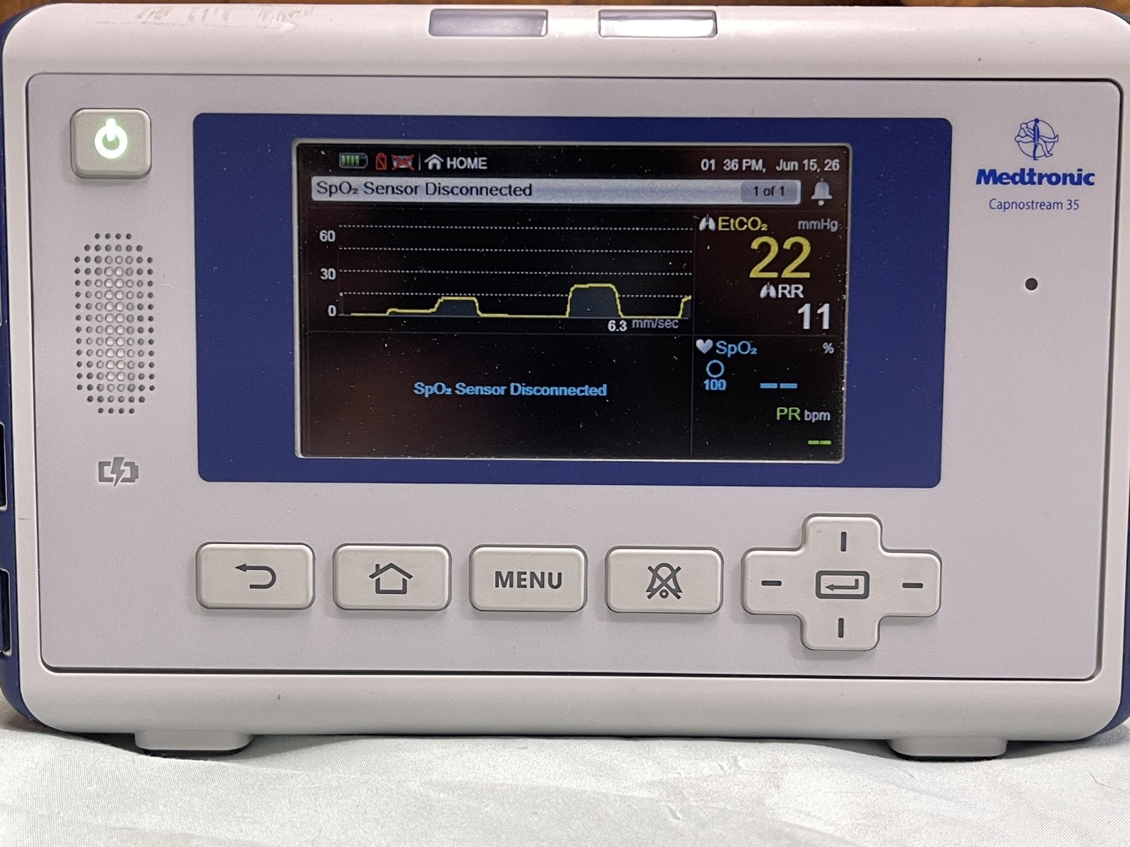 Medtronic Capnostream 35 EtCO2 PM35MN Monitor with battery