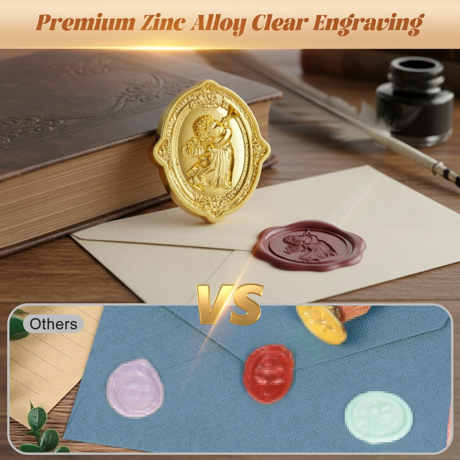 Vintage Wax Seal Stamp Sealing Stamps with Wooden Handle for Wedding Invitations
