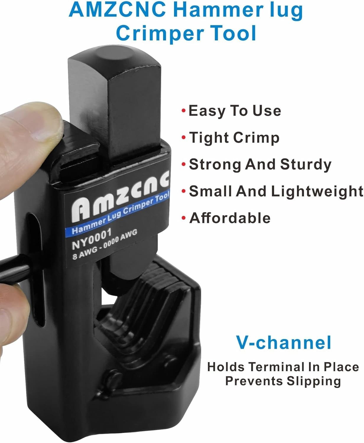 Hammer Lug Crimper Tool – 0000 AWG Battery and Welding Cables( 8 AWG to 4/0 Wire