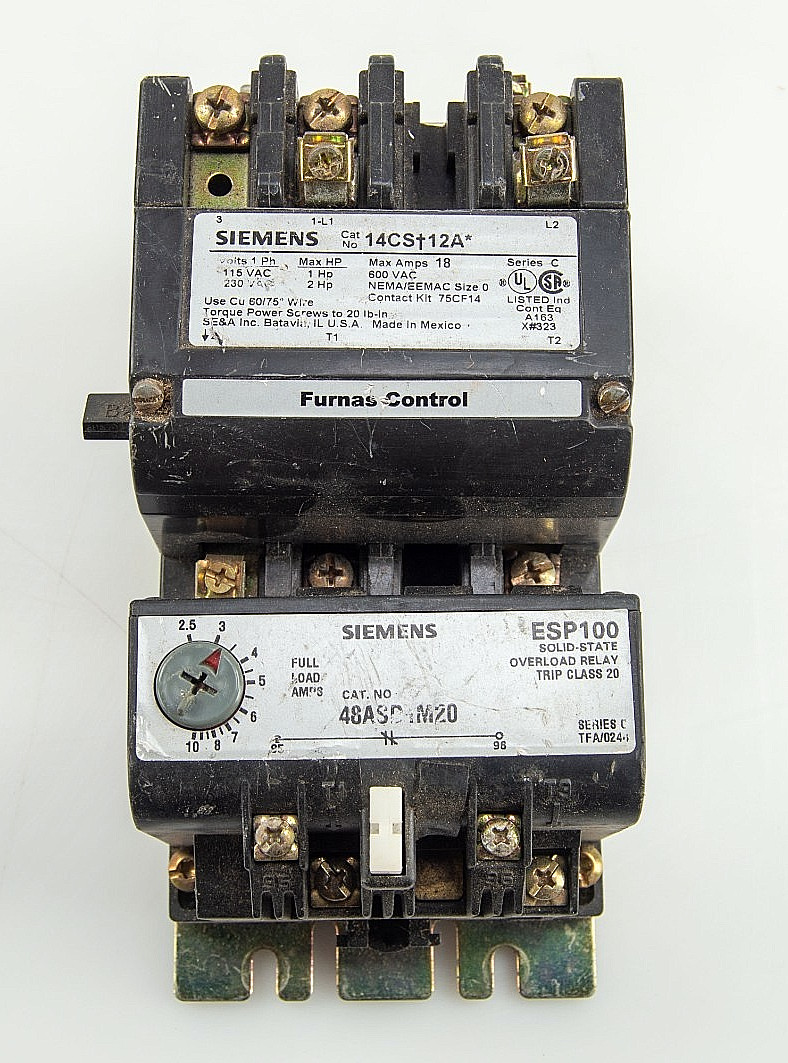 Siemens Furnas 14CS12A Size 0 Motor Starter 14CS-12A* 48ASD1M20 ESP100