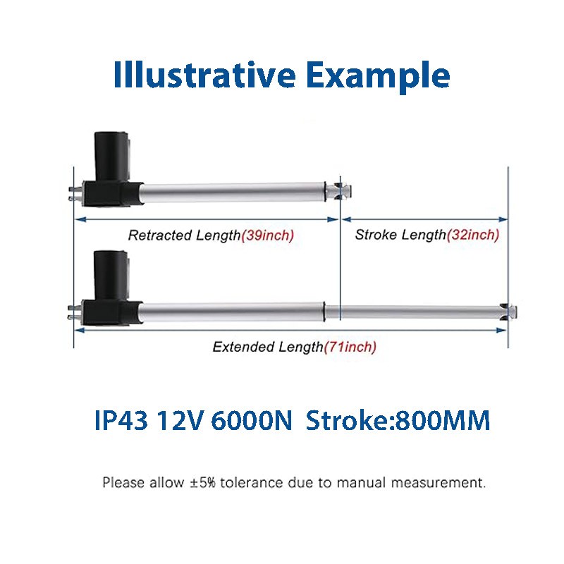 6000N 1320lbs 12V Heavy Duty Linear Actuator 2″ – 40inch 1000MM Stroke Electric