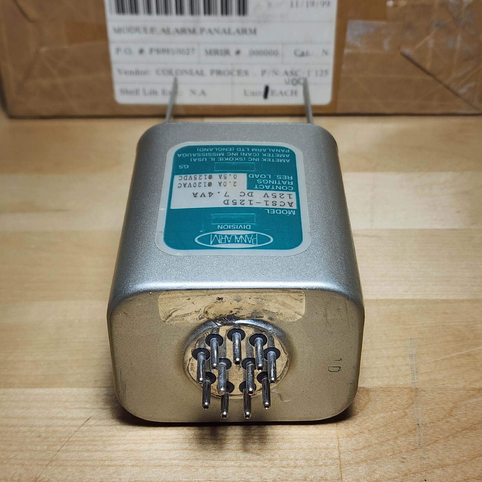 Ametek Panalarm ACS1-125D Plug-In Relay 125VDC