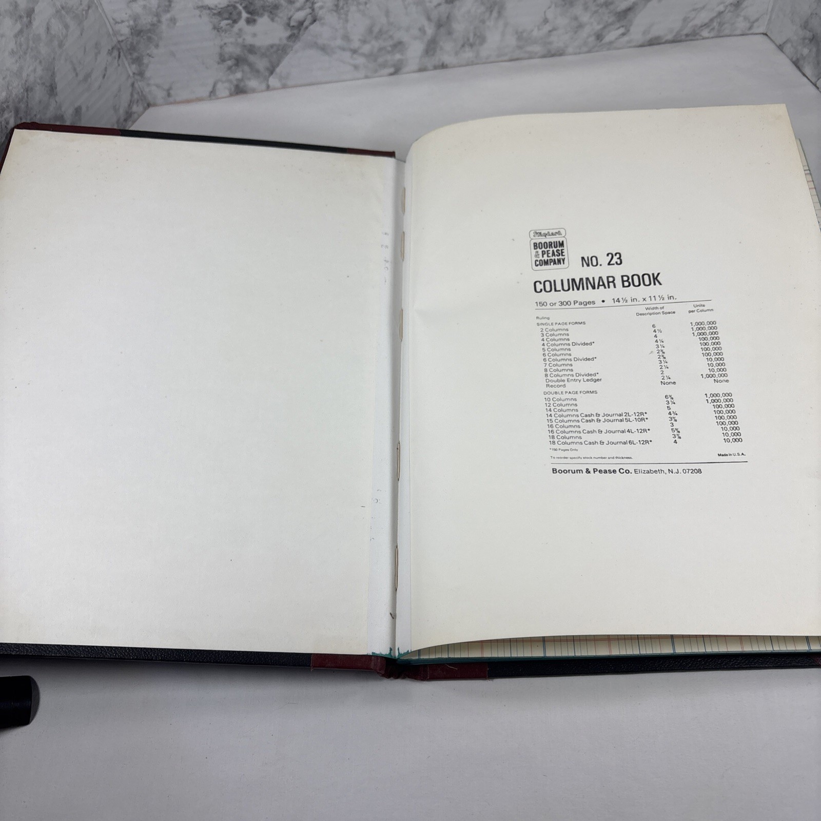 Vintage Boorum & Pease Columnar Record Book Ledger Accounting Journal 150 pgs