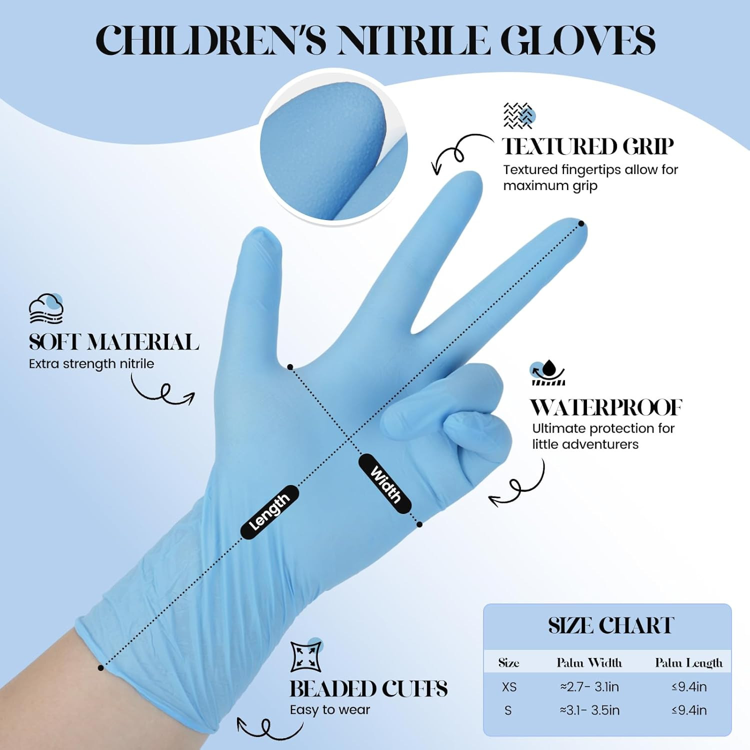 Kids Disposable Gloves for 3-8 Years, 5Mil Blue Nitrile Gloves with Latex-Fre…
