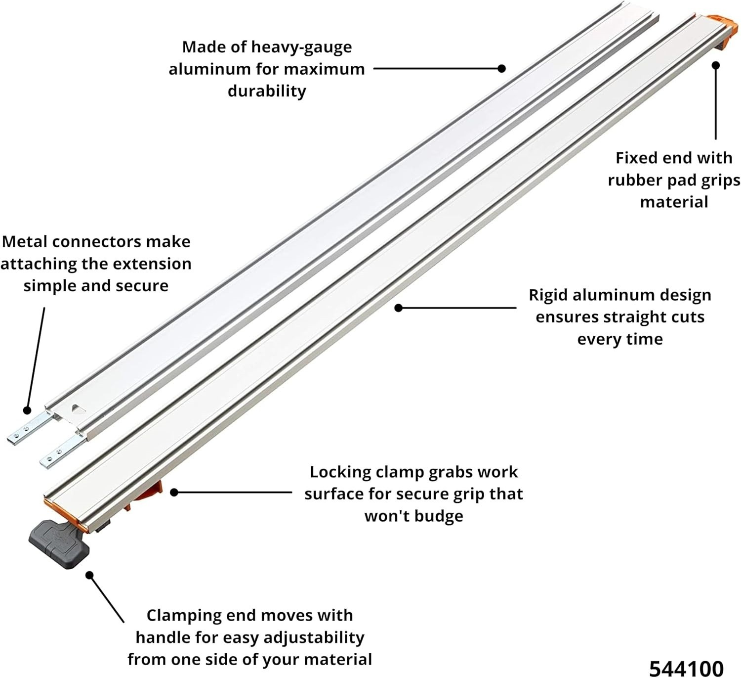 Guía de corte recto con borde de sujeción para sierras circulares, aluminio, NEW