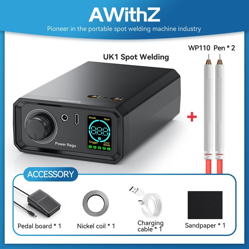 AWithZ Spot Welder Pedal Farad Capacitor 18650 Li Battery Spot Welding Machine
