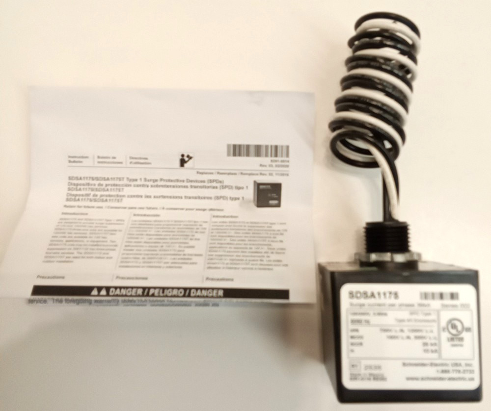 Square D SDSA1175 Surge Protection Device 120/240VAC 1 Phase 36kA 3 Wire Nema 4X