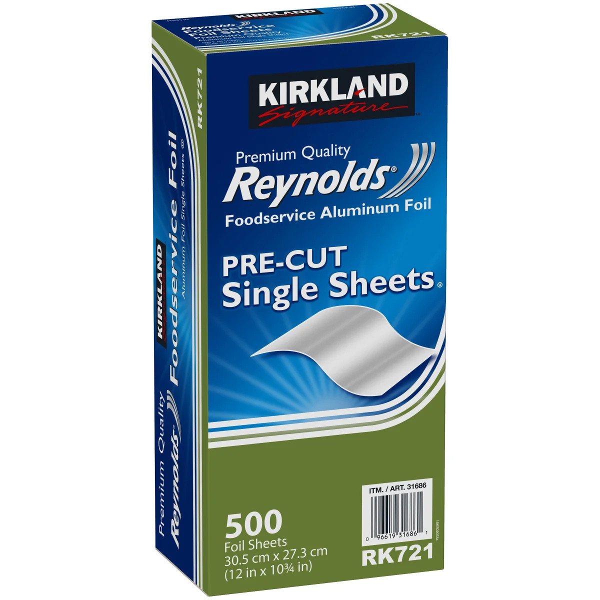 Kirkland Signature Reynolds Foodservice Aluminum Foil Pre-Cut Single Sheets 500