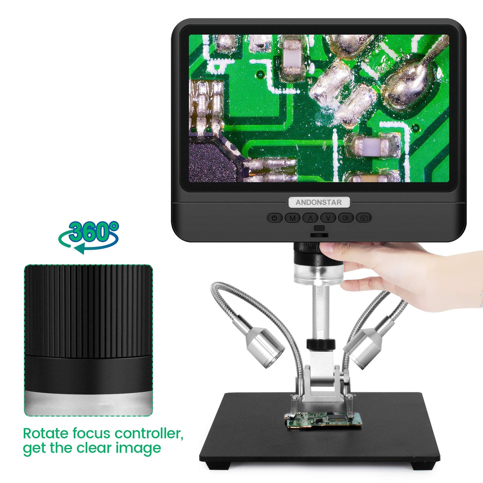Andonstar AD208 Coin Microscope with 8.5 Inch Screen 260X 8.5» AD208, Black