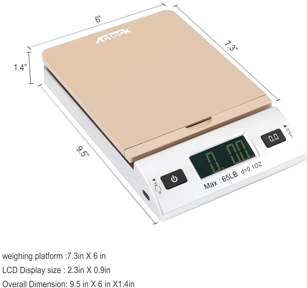 Acteck A-CK65 GS 65 lb x 0.1OZ Digital Postal Shipping Scale Adapter + Batteries