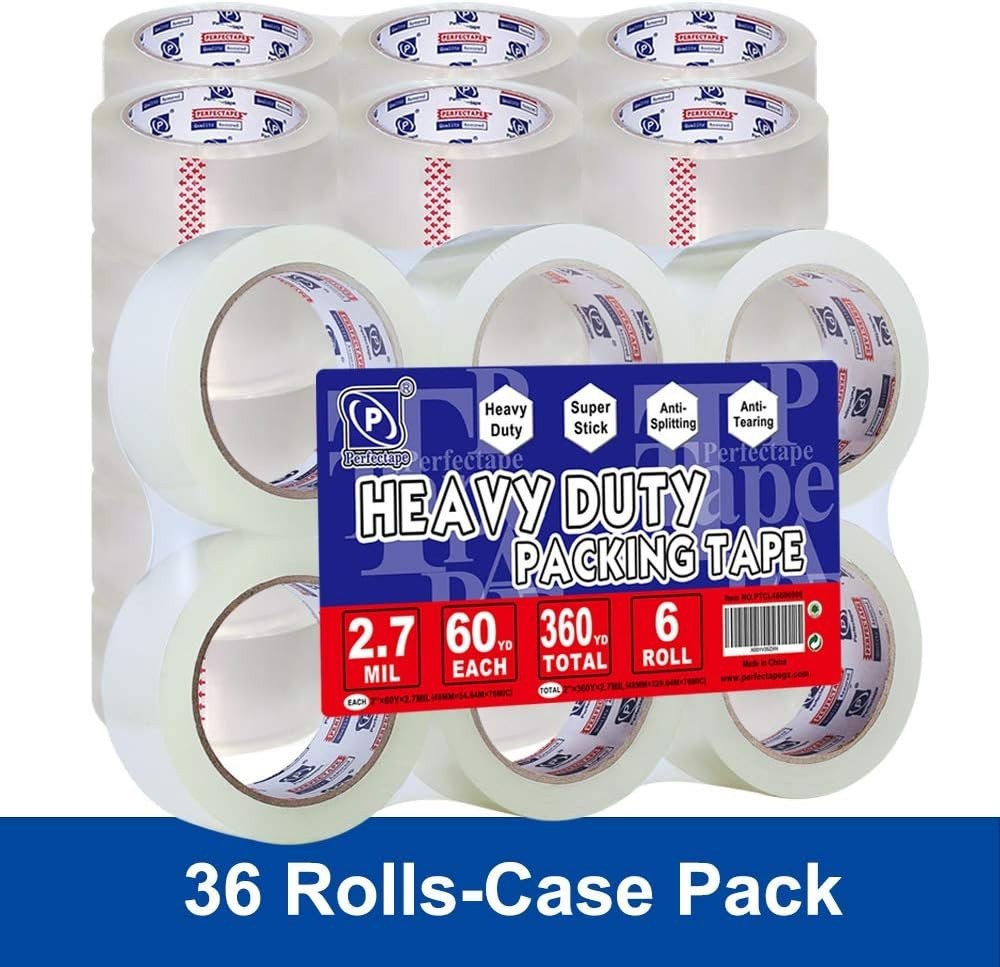 Heavy Duty Packing Tape 36 Rolls, Total 2160Y, Clear, 2.7 mil, 1.88 inch x 60…