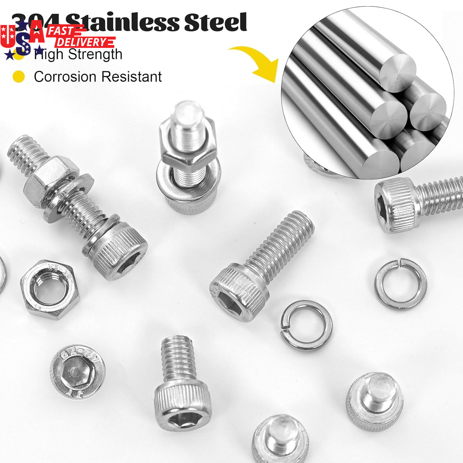 270Pcs M5 Screws with Nuts Assortment Kit, M5X8/10/12/16/20/25/30/35 Mm 304 Stai